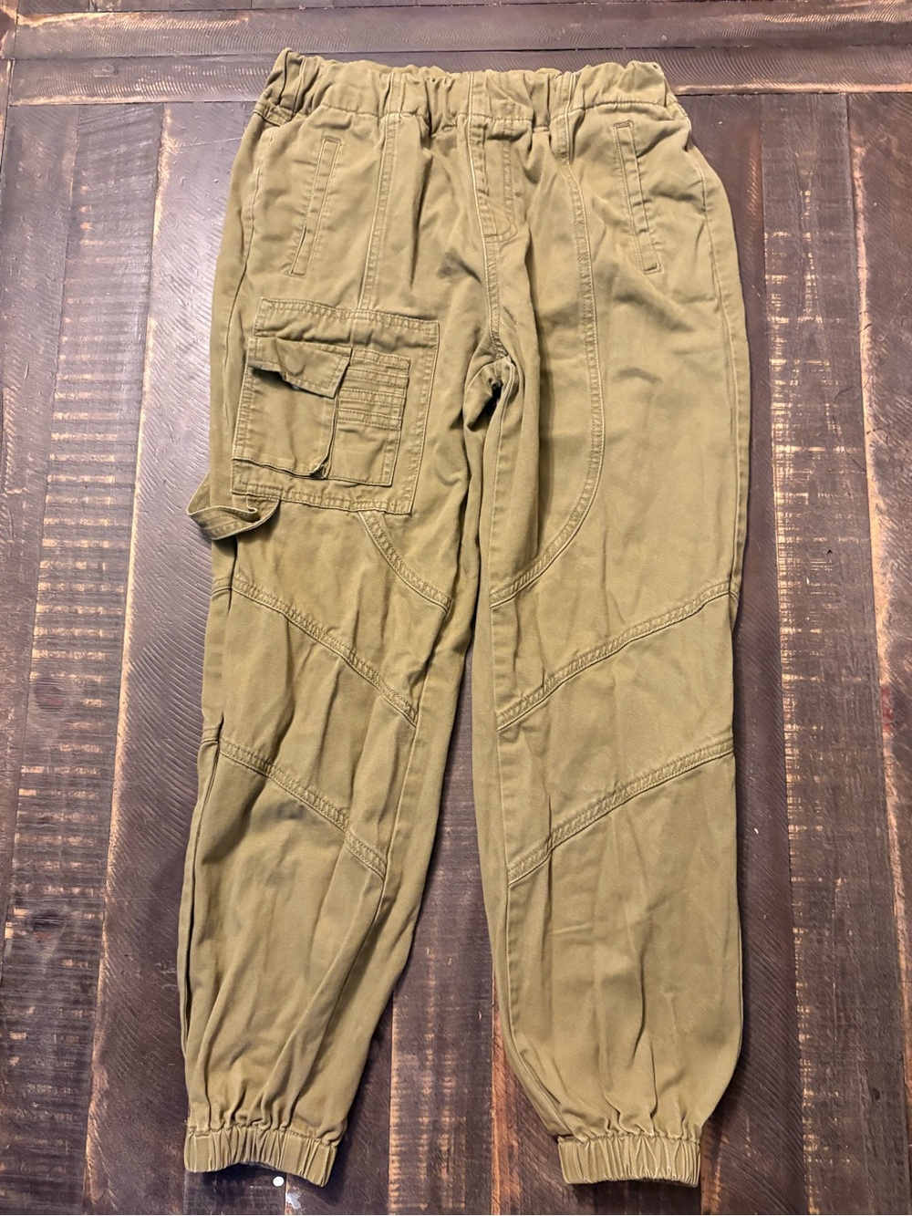 Forever 21 Olive Green Cargo Joggers Utility Pocket Elastic Waist Lightweight